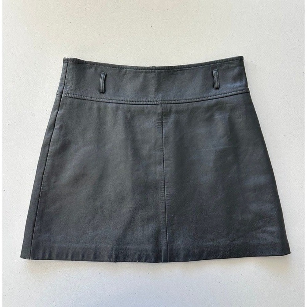 Vintage Arturo Paris Lambskin Leather Moto Mini Skirt Black‎ 40 French Luxury